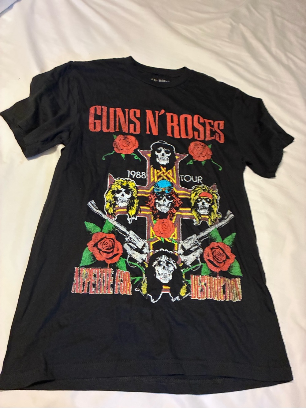 Target Black Guns N' Roses Graphic Tee with Red, Green, Yellow and White Accents